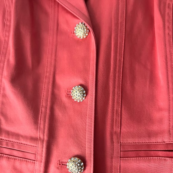 New! Hannah Structured Blazer - Salmon Color - Rhinestone Buttons - Medium - Picture 2 of 5